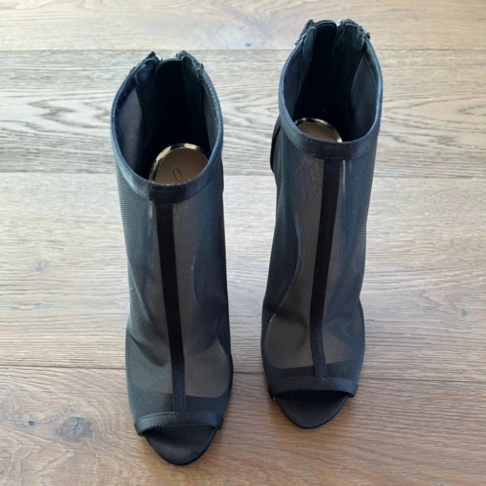 Stunning black bootie heels with crystals